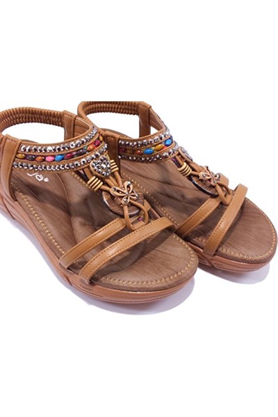 Guja 25Y154-2 CY Camel Kadın Yazlık Deri Sandalet