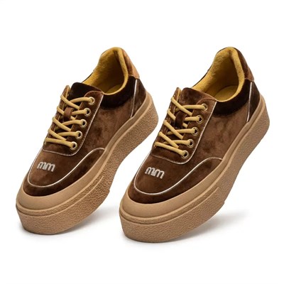 Guja 26K330 Taş Detaylı Kahve Kadife Kadın Sneaker