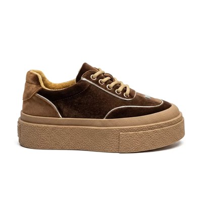 Guja 26K330 Taş Detaylı Kahve Kadife Kadın Sneaker
