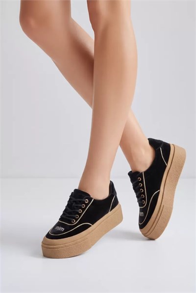 Guja 26K330 Taş Detaylı Siyah Kadife Kadın Sneaker