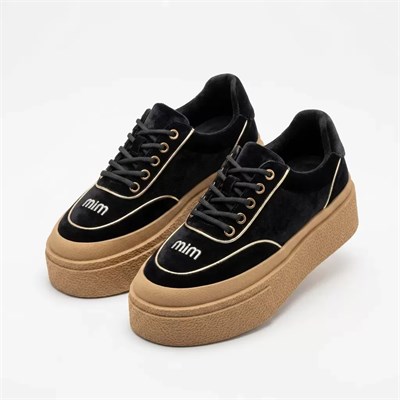Guja 26K330 Taş Detaylı Siyah Kadife Kadın Sneaker