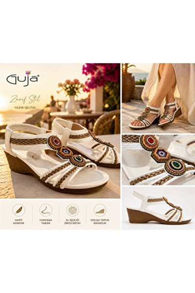 Guja 26y241-1 Beyaz Kadın Yazlık Sandalet