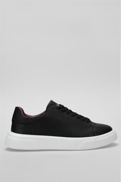 Lufian Tommy Siyah Beyaz Erkek Deri Sneaker