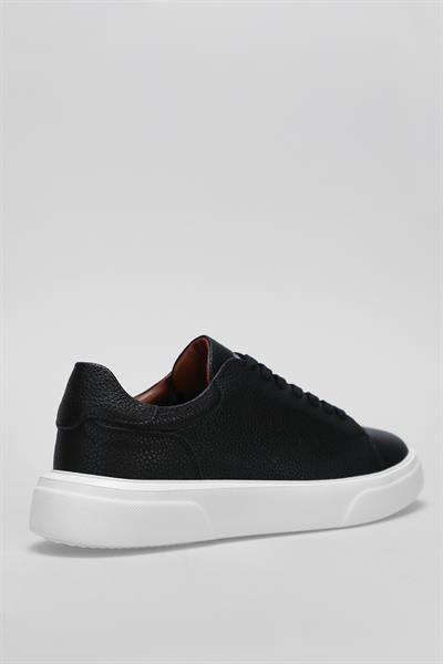 Lufian Tommy Siyah Beyaz Erkek Deri Sneaker
