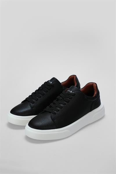 Lufian Tommy Siyah Beyaz Erkek Deri Sneaker