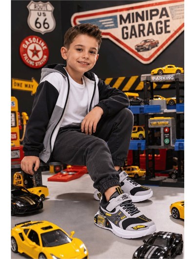 Minipa Garage Gümüş Erkek Çocuk Garaj Tabanlı Çift Metal Arabalı Ortopedik Spor Ayakkabı