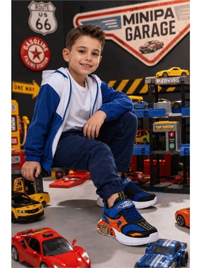 Minipa Garage Mavi Erkek Çocuk Garaj Tabanlı Çift Metal Arabalı Ortopedik Spor Ayakkabı
