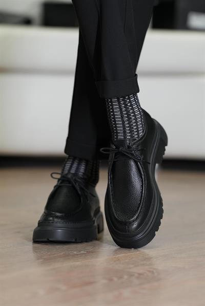 Tetri 0624 Alviso Longo Hakiki Deri El Yapımı Erkek Siyah Casual Ayakkabı