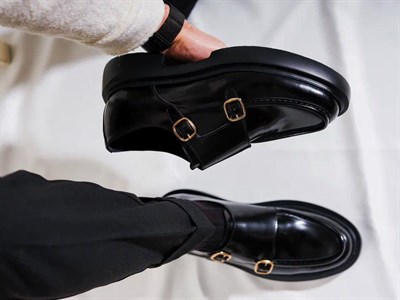 Tetri 0K575 Gody Model Hakiki Deri El Yapımı Erkek Siyah Açma Casual Ayakkabı