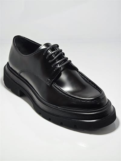 Tetri H432 İtalyan Model Hakiki Deri El Yapımı Erkek Siyah Açma Casual Ayakkabı