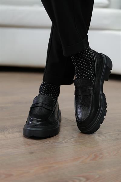 Tetri K416 Ramonelli Model Gerçek Deri El Yapımı Erkek Siyah Casual Ayakkabı