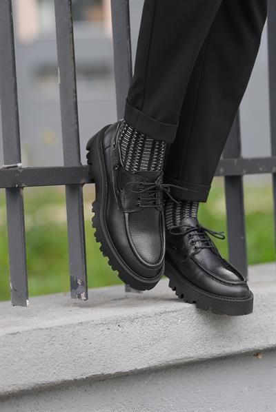 Tetri K512 Ortega Model Hakiki Deri El Yapımı Erkek Siyah Casual Ayakkabı