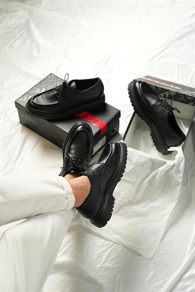 Tetri K6432 İtalyan Model Hakiki Deri El Yapımı Erkek Siyah Casul Ayakkabı