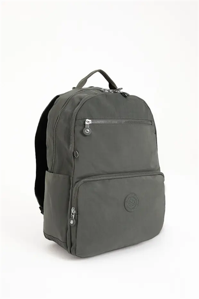 Sanmorris 3060 Unisex Suya Dayanıklı Orta Boy Krinkıl Kumaş Çok Gözlü  Laptop Okul Ve Seyahat Sırt Çantası KOYU GRİ