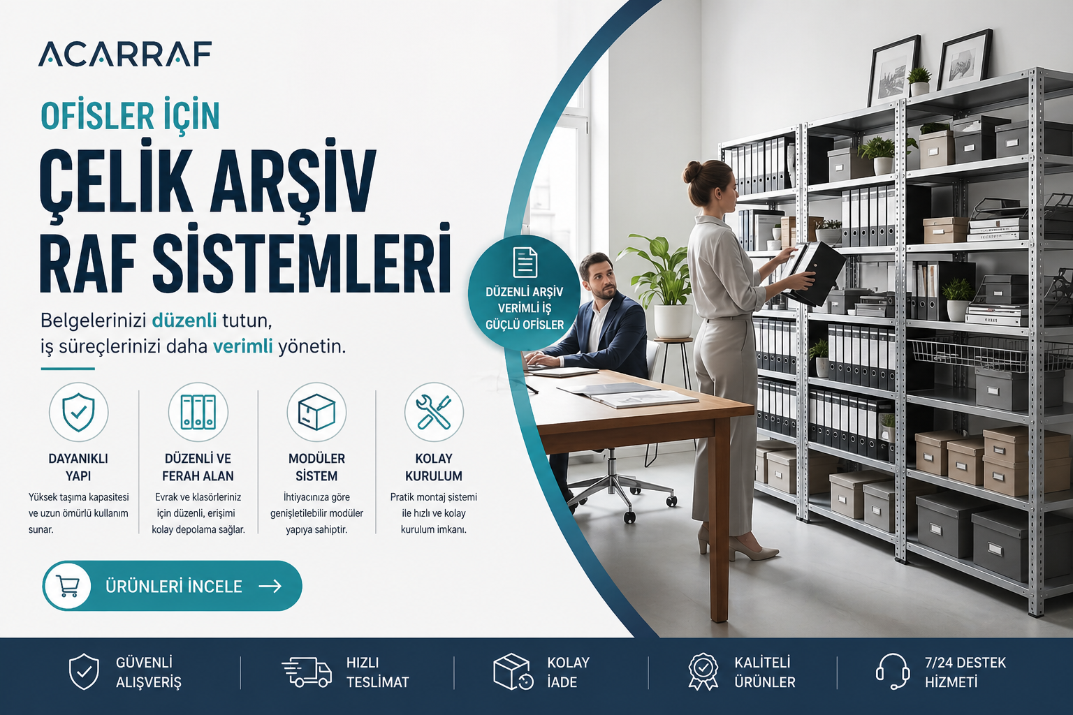 Ofisler İçin Çelik Arşiv Raf Sistemleri