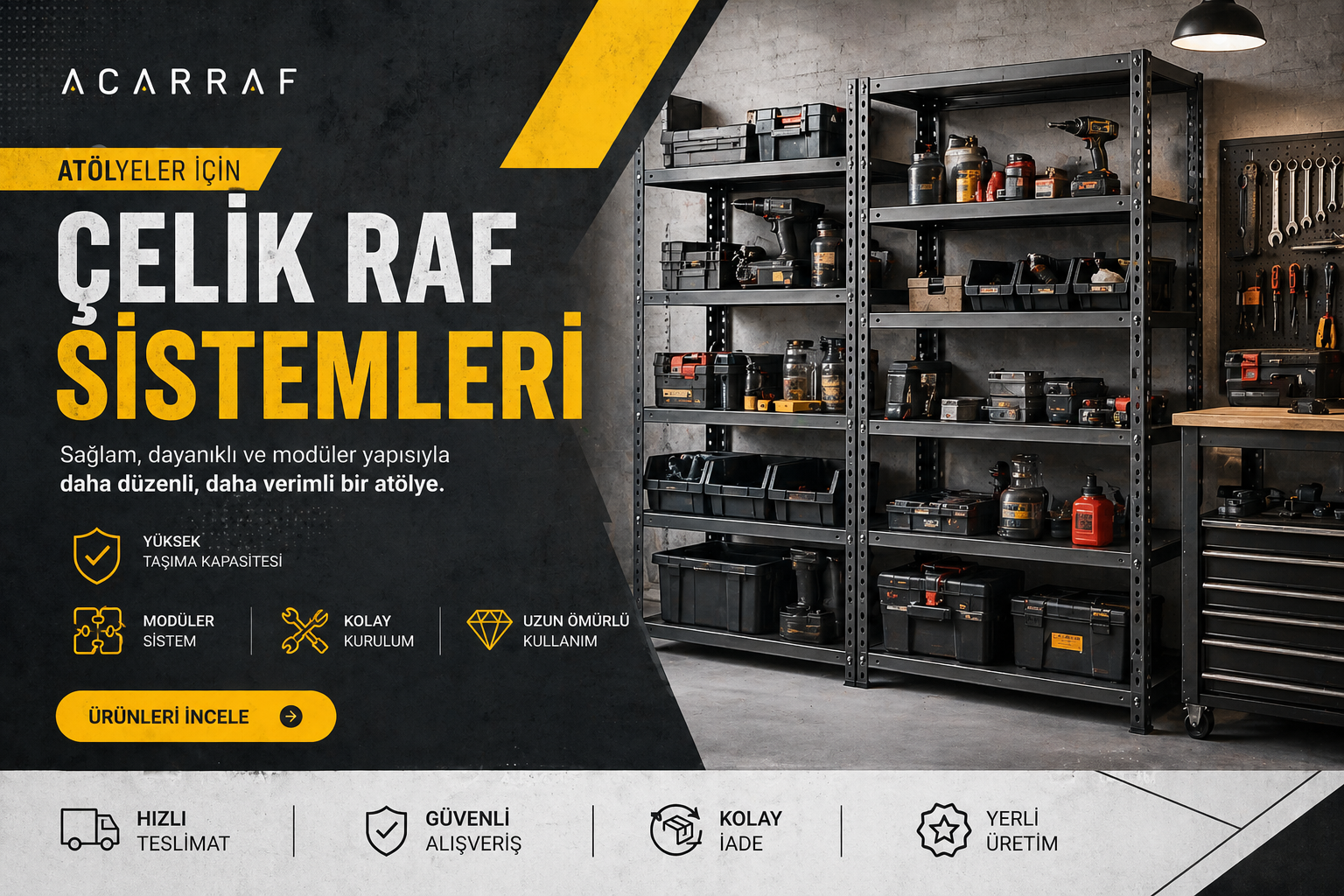 Ev Ardiye & Bodrum Katlar için Çelik Raf Sistemi
