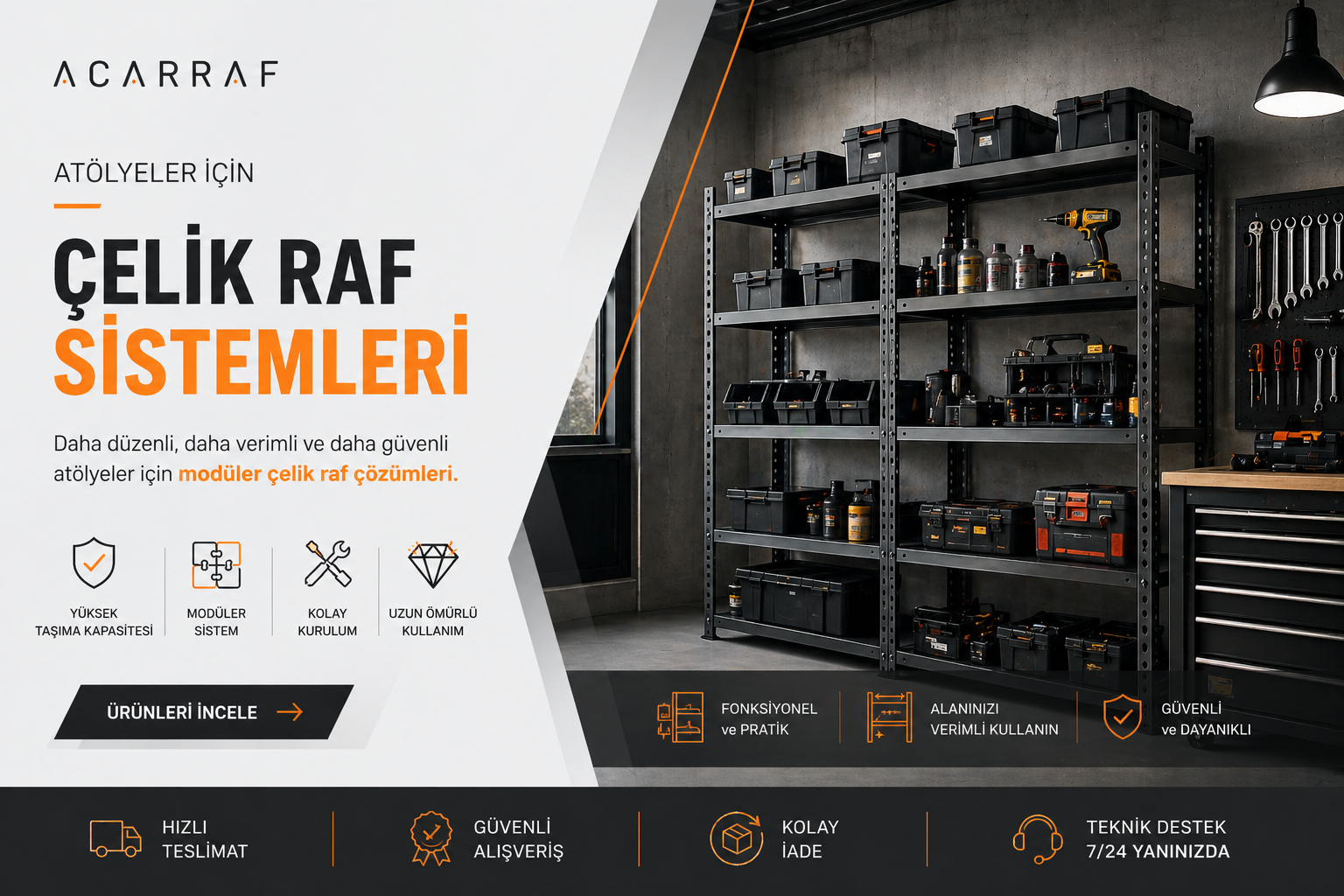 Atölyeler İçin Çelik Raf Sistemleri