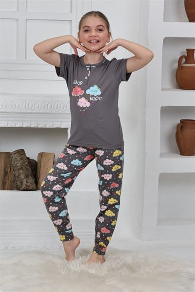 Bulut Desenli Yazlık Pijama Takımı