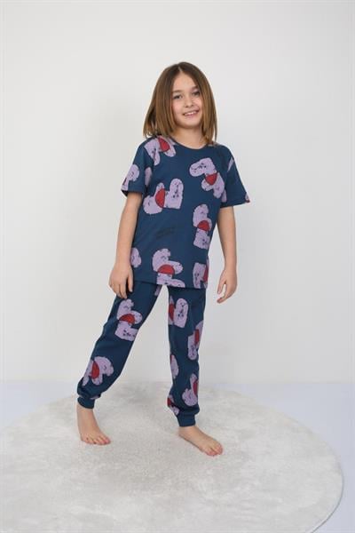 Kalp Desenli Yazlık Pijama Takımı