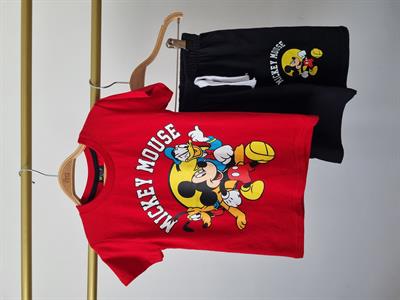Kırmızı Mickey Mouse Şortlu Takım