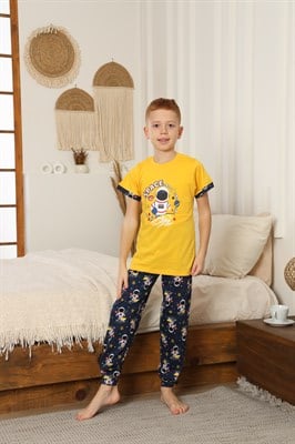 Space Desenli Yazlık Pijama Takımı