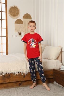 Space Desenli Yazlık Pijama Takımı