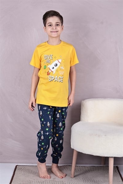Space Desenli Yazlık Pijama Takımı