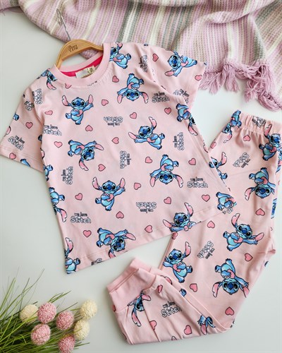 Stitch Desenli Yazlık Pijama Takımı