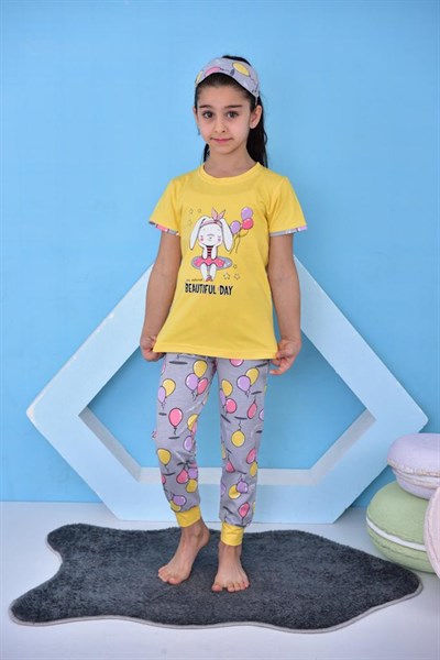 Tavşan Desenli Yazlık Pijama Takımı