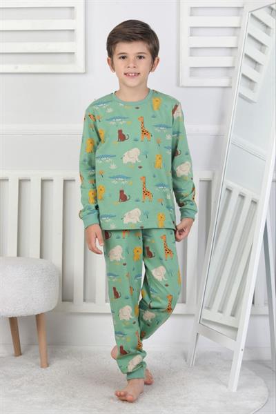 Yeşil Hayvan Desenli Mevsimlik Pijama Takımı