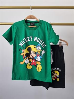 Yeşil Mickey Mouse Şortlu Takım