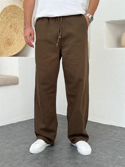 Kahverengi Gabardin Pantolon Relax Fit
