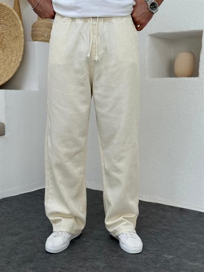 Krem Gabardin Pantolon Relax Fit