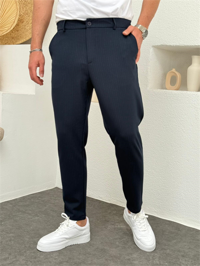 Lacivert Çizgi Detay Slimfit Pantolon