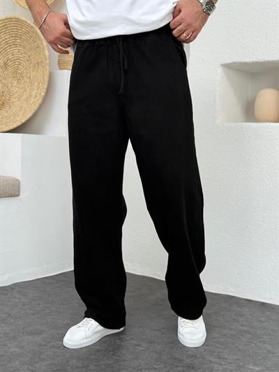 Siyah Gabardin Pantolon Relax Fit