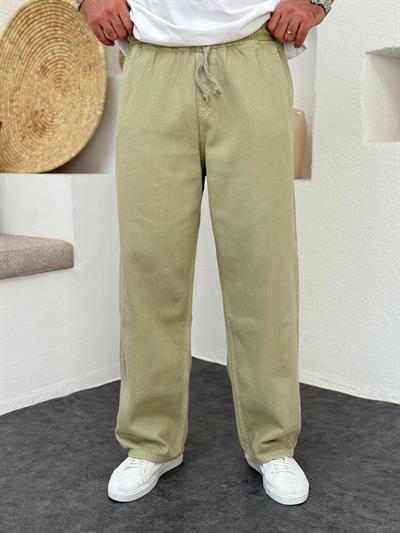 Yeşil Gabardin Pantolon Relax Fit
