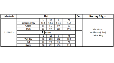 Balıkçı Yaka Çizgi Desenli Alt Üst Takım