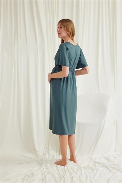 Dantelli Önü Düğmeli Hamile Lohusa Gecelik