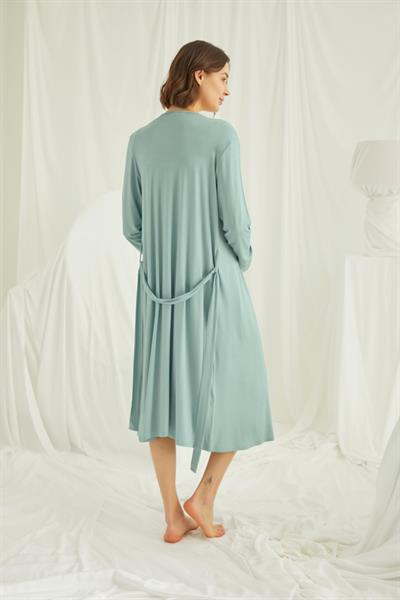 Dantelli Önü Düğmeli Hamile Lohusa Sabahlık Takımı