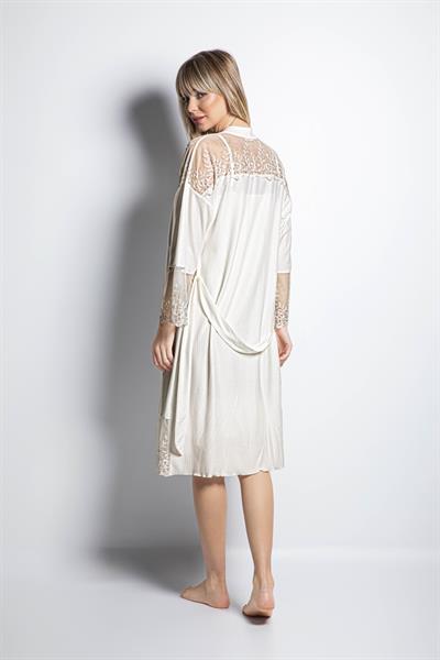 Dekolteli Brode Dantelli Sabahlık Takımı