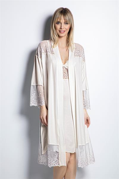 Dekolteli Brode Dantelli Sabahlık Takımı