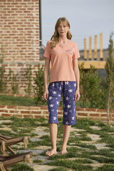 Deniz Yıldızı Desenli ve Baskılı Önü Düğmeli 