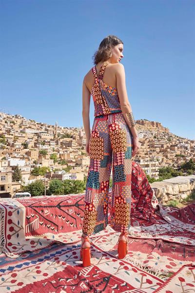 Etnik Desenli Saten Tulum