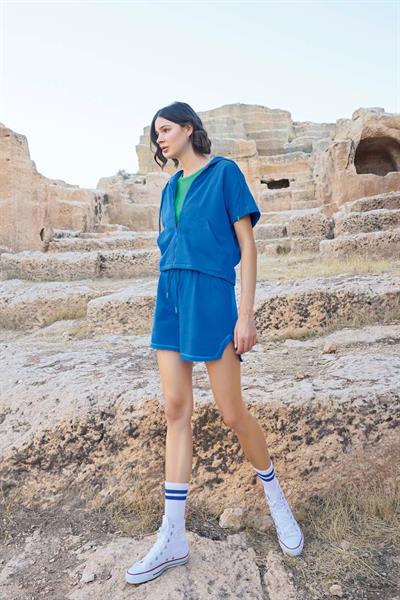 Kapüşonlu 3lü Crop Alt Üst Takım