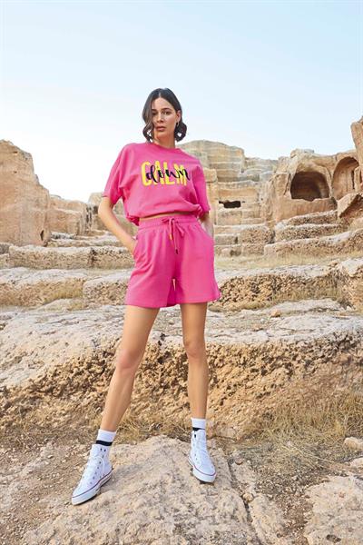 Kısa Kollu Calm Down 3lü Crop Alt Üst Takım