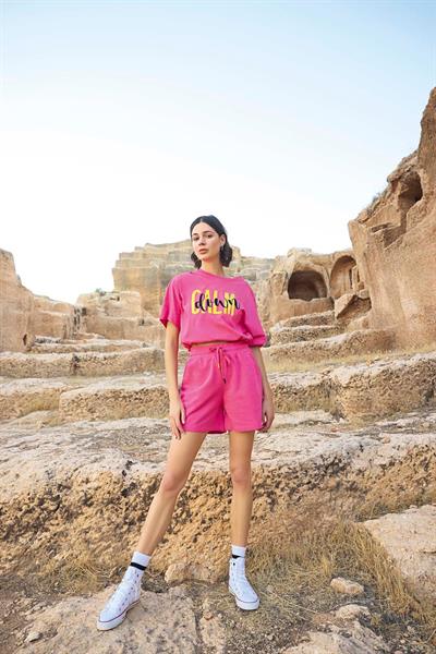 Kısa Kollu Calm Down 3lü Crop Alt Üst Takım