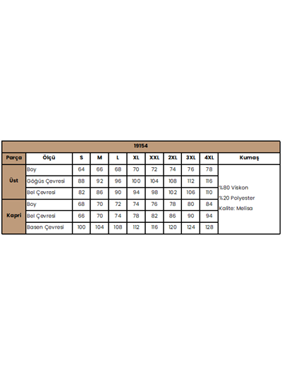 Önü Düğmeli Brode Dantelli Kapri Takımı