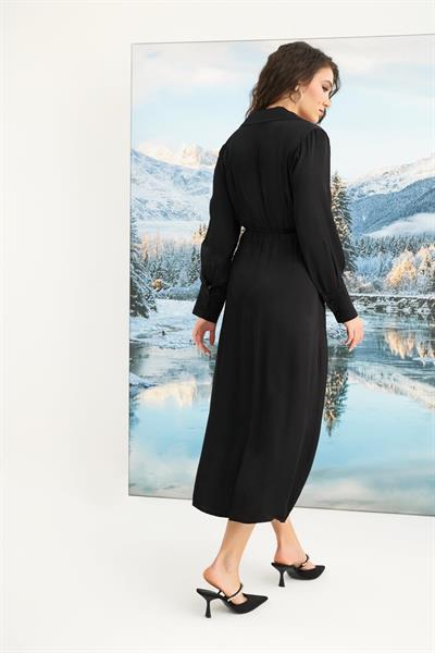 Uzun Kollu Saten Elbise