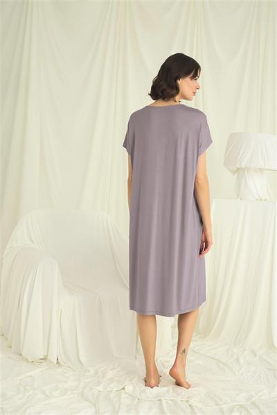 Yakası Dantelli Kısa Kollu Gecelik