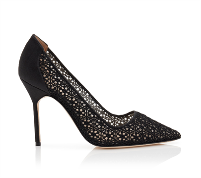 Black Lace Pointed Toe Pumps